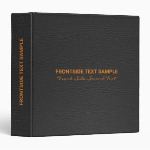 Classeur Texture en cuir noir et gris clair Texte orange