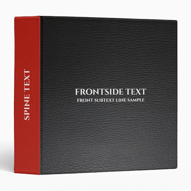 Classeur Texture en cuir noir et rouge (Devant/Côté)