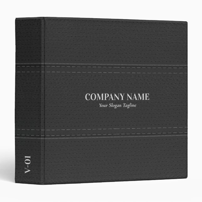 Classeur Texture en cuir Vintage noir (Devant/Côté)