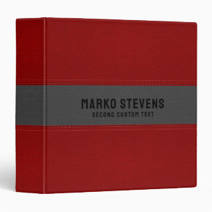 Classeur Texture en cuir vintage rouge et gris