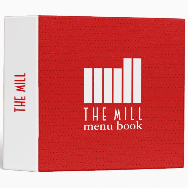 Classeur Texture en faux cuir rouge (Devant/Côté)