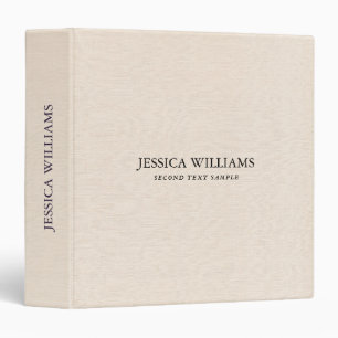 Classeur Texture en lin beige simple typographie noire