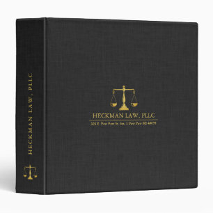 Classeur Texture en lin noir Imprimer Gold Justice Scale