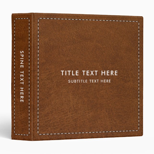 Classeur Texture et pointillage en cuir Brown (Devant/Côté)