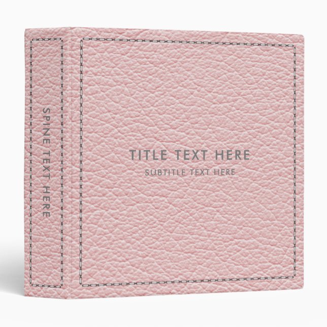 Classeur Texture et pointillage en cuir rose (Devant/Côté)