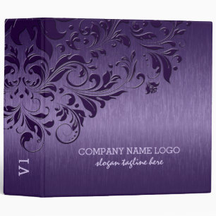 Classeur Texture métallique violette et dentelle florale