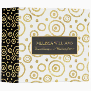Classeur Texture moderne noir, blanc 7&or Cercles Motif