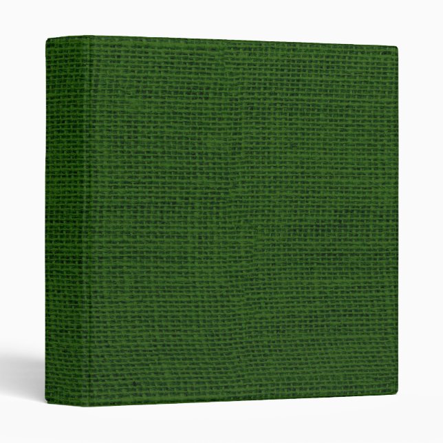 Classeur Texture vert-foncé rustique de toile de jute (Devant/Côté)