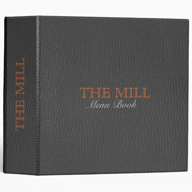 Classeur Textures en cuir gris Accents Brown (Devant/Côté)