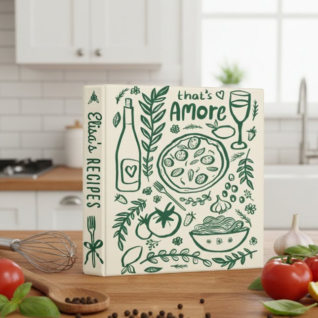 Classeur That's Amore Bridal Shower CUSTOM Cute Recipe (That's Amore Italian Food Bridal Shower CUSTOM Cute Recipe 3 Ring Binder
)