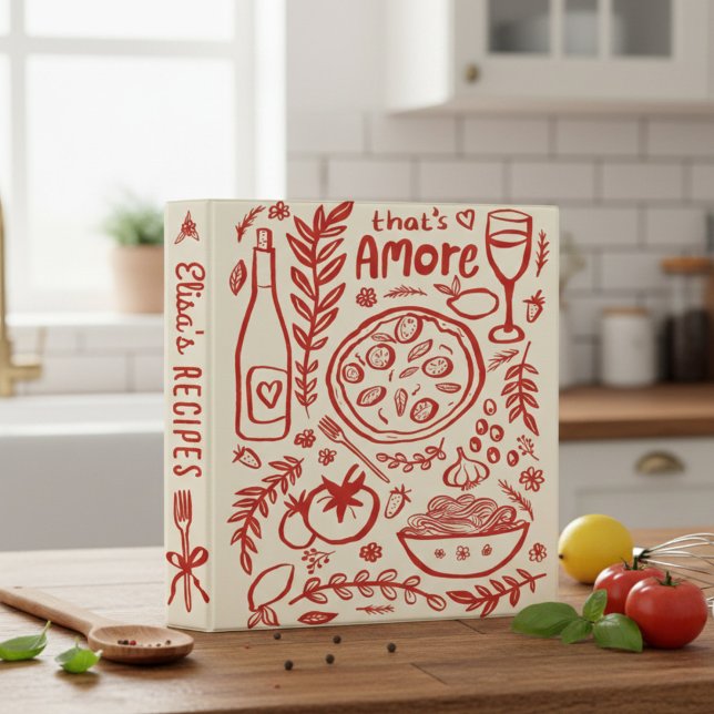 Classeur That's Amore Bridal Shower CUSTOM Cute Recipe (That's Amore Italian Food Bridal Shower CUSTOM Cute Recipe 3 Ring Binder)