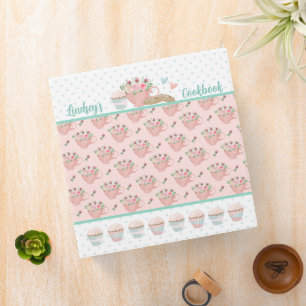 Classeur Thé rose et vert et gâteaux personnalisés
