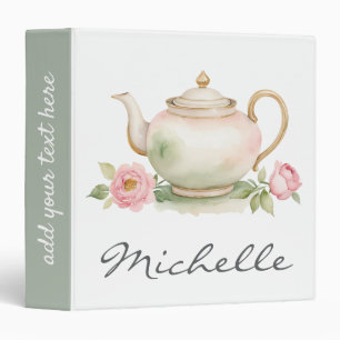 Classeur Théière florale aquarelle tendance