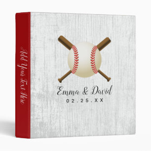 Classeur Thème de baseball Rustic Wood Texture Sport Mariag
