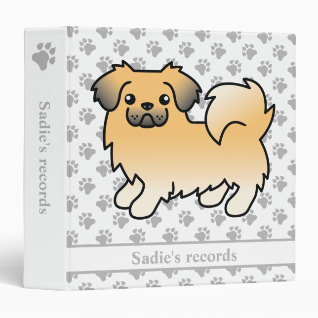 Classeur Tibétain Spaniel Fawn Sable Chien de Dessin Animé  (Devant/Côté)