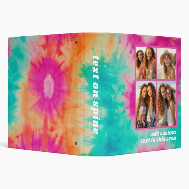 Classeur Tie Dye Motif Hot rose orange Turquoise - nom pers (Arrière-plan)