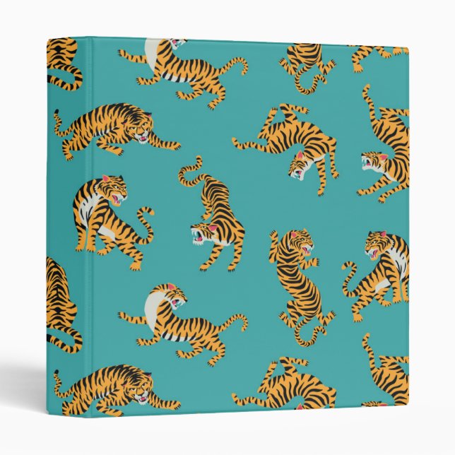 Classeur Tiger sur Motif Turquoise (Devant/Côté)