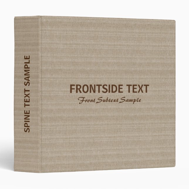 Classeur Tissu Burlap Tissu de lin beige 3 (Devant/Côté)