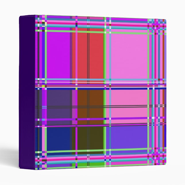 Classeur Tissu Couleurs Carrés (Devant/Côté)