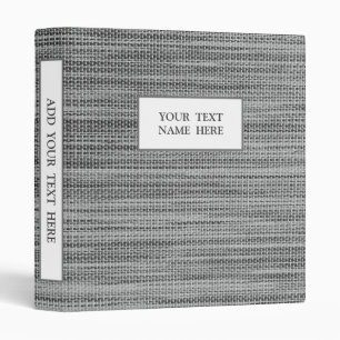 Classeur Tissu gris Faux Tissu Nème de texte personnalisé