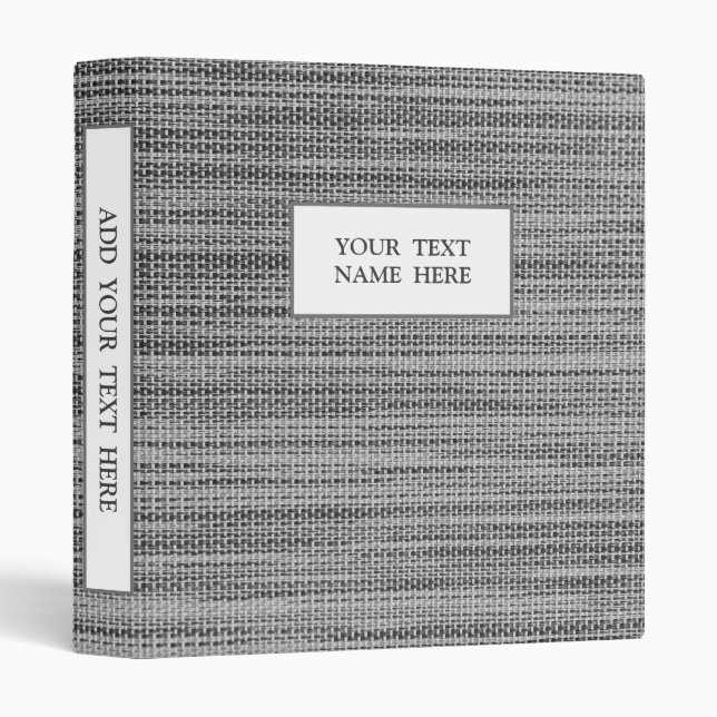 Classeur Tissu gris Faux Tissu Nème de texte personnalisé (Devant/Côté)