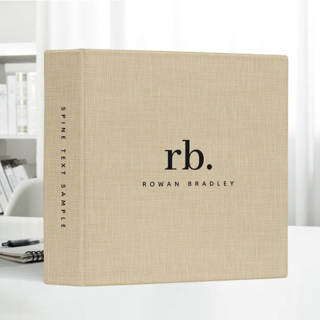 Classeur Tissu laqué beige clair jaune Tissu Monogramme (Créateur téléchargé)