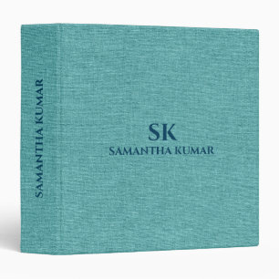Classeur Tissu turquoise de linge vert Burlap