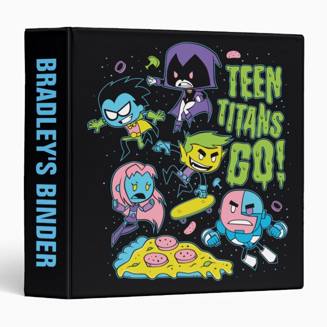 Classeur Titans Ados, allez ! | Gnarly 90's Pizza Graphic (Devant/Côté)