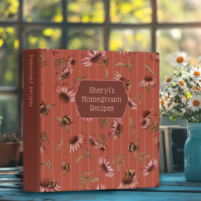 Classeur Titre personnalisé des échinacées et des abeilles (Créateur téléchargé)