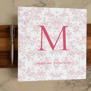 Classeur Toile de Jouy Botanique Classique Monogramme Rouge