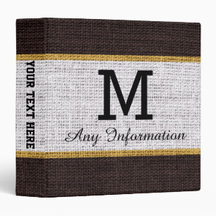 Classeur Toile de jute blanche monogrammée lin rustique
