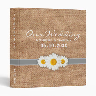 Classeur Toile de jute de ruban de marguerite - mariage
