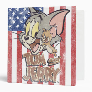 Classeur Tom et Jerry avec le drapeau des USA
