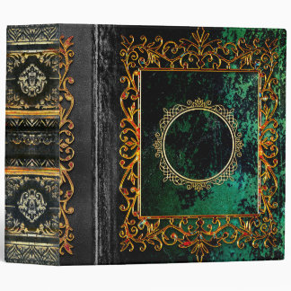 Classeur Tome antique celtique noir et vert fleuri