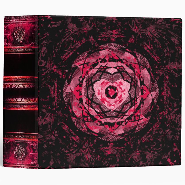 Classeur Tome antique gothique de coeur rose et noir (Devant/Côté)