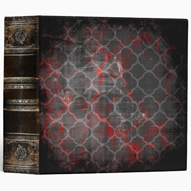 Classeur Tome antique rouge et noir Renaissance (Devant/Côté)