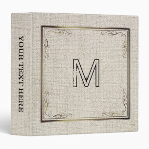 Classeur Tons Beige Linge Burlap Tissu Look