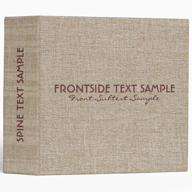 Classeur Tons Beige Linge Burlap Tissu Look 2 (Devant/Côté)