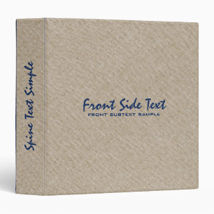 Classeur Tons Beige Linge Burlap Tissu Look Blue Accents