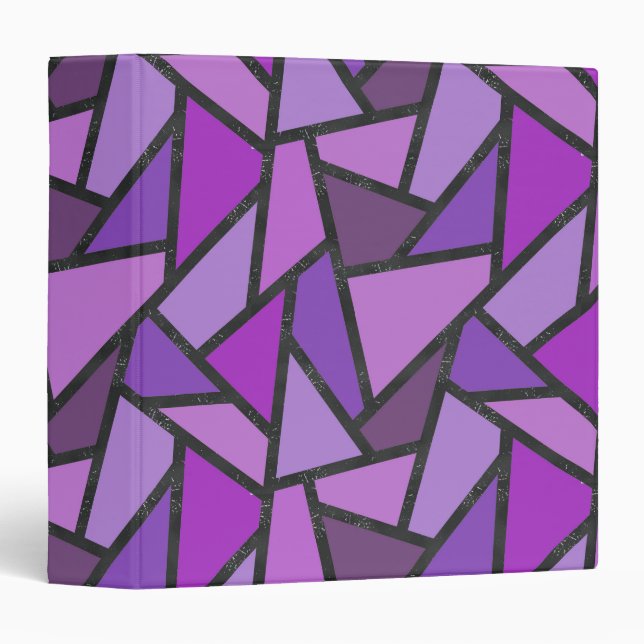Classeur Tons de vitrail violet motif (Devant/Côté)