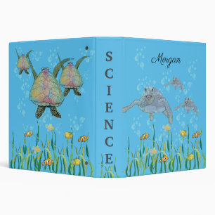Classeur Tortue de mer coloré Dessin original personnalisé