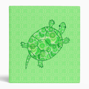 Classeur Tortue tourbillon fractale - vert citron et émerau
