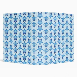 Classeur Tortues de Honu Tribal Bleu foncé