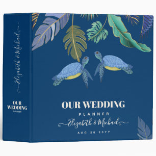 Classeur Tortues de mer Mariage bleu jaune