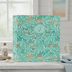 Classeur Tortues Minuscules Mer et Sable Monogramme ID696