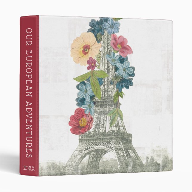 Classeur Tour Eiffel floral | Paris, France (Devant/Côté)