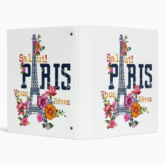 Classeur Tour Eiffel Paris Chemise Salut Flower Paris Fra (Arrière-plan)