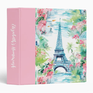 Classeur Tour Eiffel Paris France Floral rose