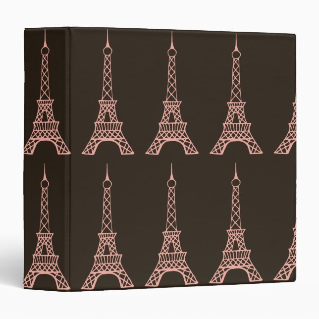 Classeur Tour Eiffel rose vintage (Devant/Côté)