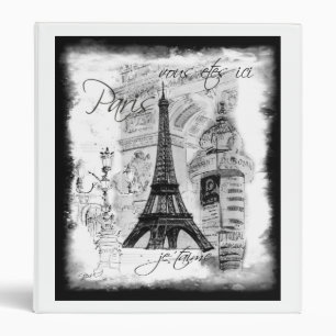 Classeur Tour Eiffel Rue Collage noir et blanc